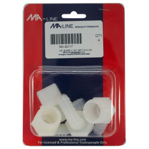 MA-Line MA-22117 Nylon Condensate Line Fitting Elbow 1/2in Barb x 3/4in NPT (4 x Bag)
