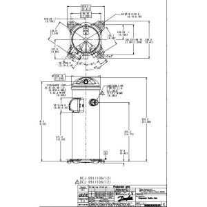 Danfoss DCJ091T2LC6A 7.5 tons 91.000 btu/h R410A Compresor Scroll para Aire Acondicionado 208-230/3/60 (V/Ph/Hz) Descarga 7/8 pulg, Succion 1-1/8 pulg, ODF, Aceite PVE 121L5003 Remplaza 121L5002, 120U2307, 121L8589 HCJ090T2LC6A