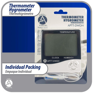 Appli Parts APTT-DWDH Termometro, Reloj e Higrometro -10 C a 50 C (-4 F to 122 F) 10 to 99 RH Appli Parts APTT-DWDH Termometro, Reloj e Higrometro -10 C a 50 C (-4 F to 122 F) 10 to 99 RH