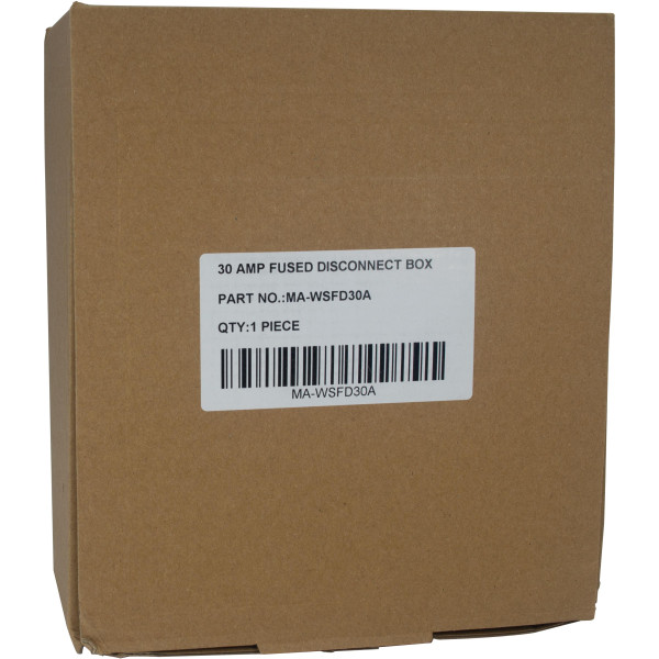 MA-Line MA-WSFD30A Caja Electrica de Desconexion con Fusible 30A (No Incluido). Listada UL y CUL para 240VAC. Mono Fasica. Cerramiento Externo NEMA Tipo 3R 