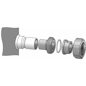 Danfoss 120Z0127 Solder Sleeve Adapter Set 1-1/4 in Rotolock to 7/8 in ODF and 1 in Rotolock to 1/2 in ODF for Scroll compressors