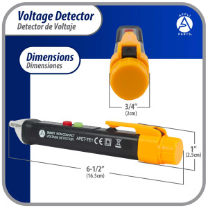 Appli Parts APET-TE1 Detector probador de voltaje de AC sin contacto con linterna LED y alarma de zumbador, para deteccion de cables vivos y neutros en circuitos de CA 12-1000 V Appli Parts APET-TE1 Detector probador de voltaje de AC sin contacto con linterna LED y alarma de zumbador, para deteccion de cables vivos y neutros en circuitos de CA 12-1000 V