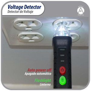 Appli Parts APET-TE1 Detector probador de voltaje de AC sin contacto con linterna LED y alarma de zumbador, para deteccion de cables vivos y neutros en circuitos de CA 12-1000 V Appli Parts APET-TE1 Detector probador de voltaje de AC sin contacto con linterna LED y alarma de zumbador, para deteccion de cables vivos y neutros en circuitos de CA 12-1000 V