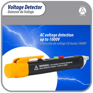 Appli Parts APET-TE1 Detector probador de voltaje de AC sin contacto con linterna LED y alarma de zumbador, para deteccion de cables vivos y neutros en circuitos de CA 12-1000 V Appli Parts APET-TE1 Detector probador de voltaje de AC sin contacto con linterna LED y alarma de zumbador, para deteccion de cables vivos y neutros en circuitos de CA 12-1000 V
