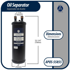 Appli Parts APOS-55855 Separador de Aceite 5/8 pulg ODF Soldable, CFC,HCFC,HFC,R22,R407C,R502,R134a,R404A,R507, Temperatura de trabajo desde -10 C a 130 C Appli Parts APOS-55855 Separador de Aceite 5/8 pulg ODF Soldable, CFC,HCFC,HFC,R22,R407C,R502,R134a,R404A,R507, Temperatura de trabajo desde -10 C a 130 C